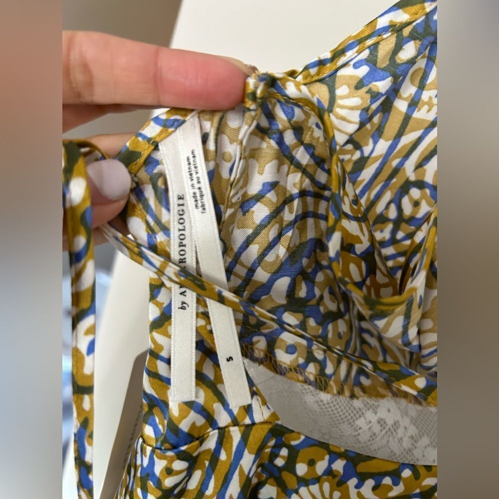 NWT Anthropologie Lace Inset Midi Dress in Yellow Motif - Picture 13 of 15
